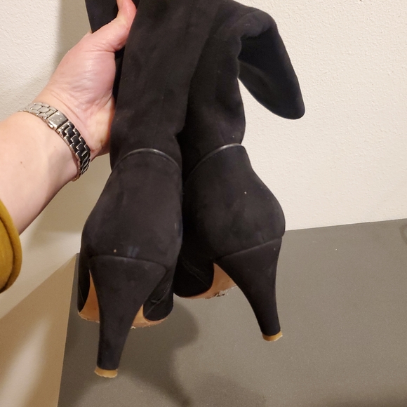 Sézane Les Souliers Black Suede Knee High Boots Portugal - Picture 8 of 11